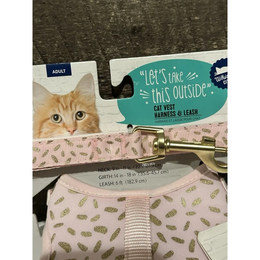 Whisker City Cat Vest‎ Harness Adult Leash & Harness Pink Gold NEW